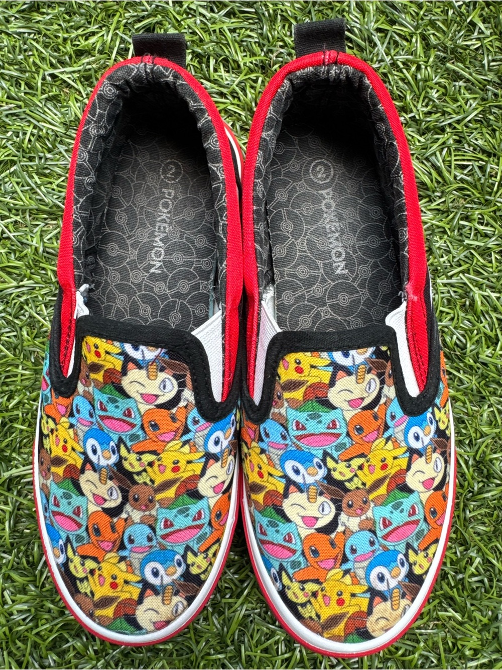 Pokemon Ground Up Slip On Canvas Shoes Youth Size 2 Pikachu Pokeball EUC - Picture 10 of 12
